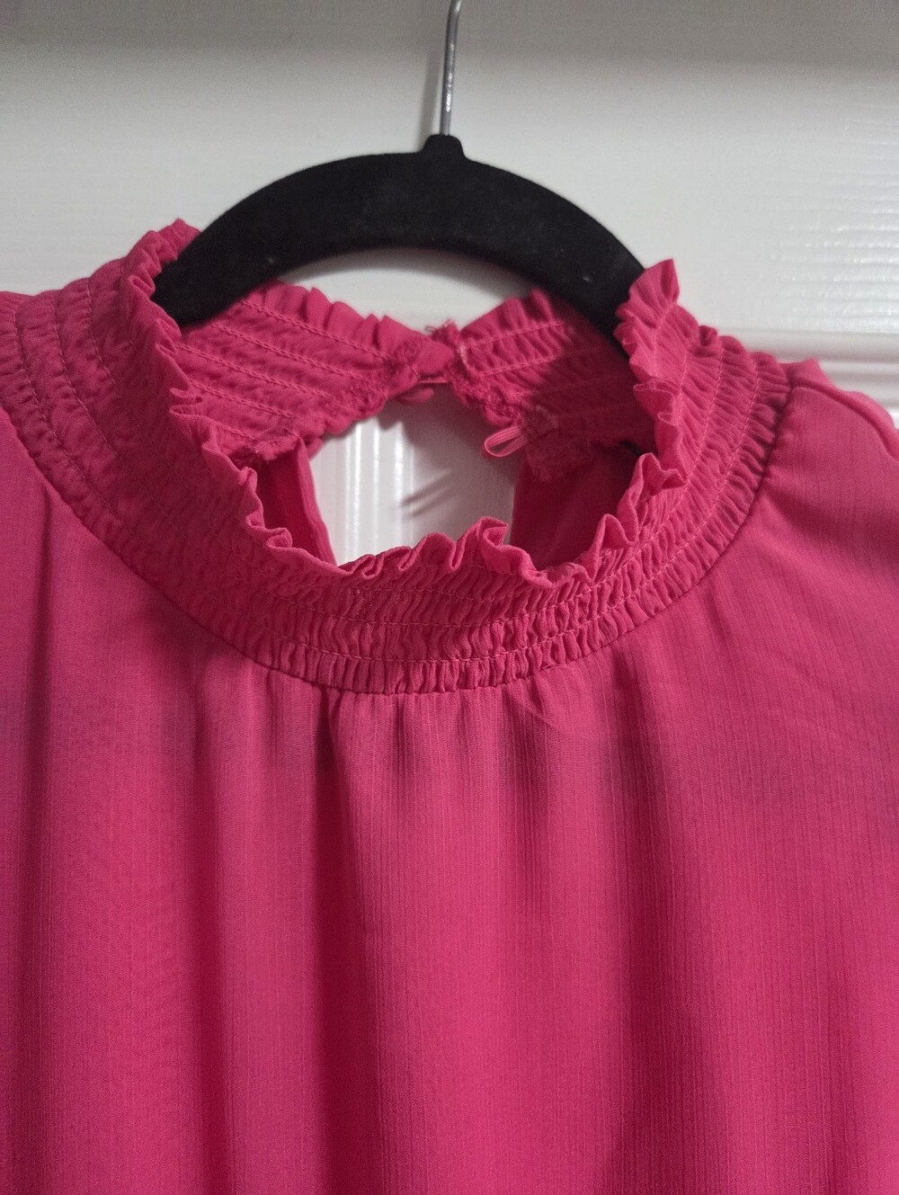 NWT Torrid Bright Pink Ruffle Tiered Long-Sleeve Tunic Size 0(XL) - Picture 3 of 7